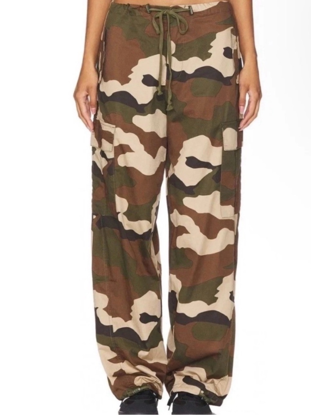 Good American Camo Cargo Pants Large Green Fatigue Wide Leg NWT‎